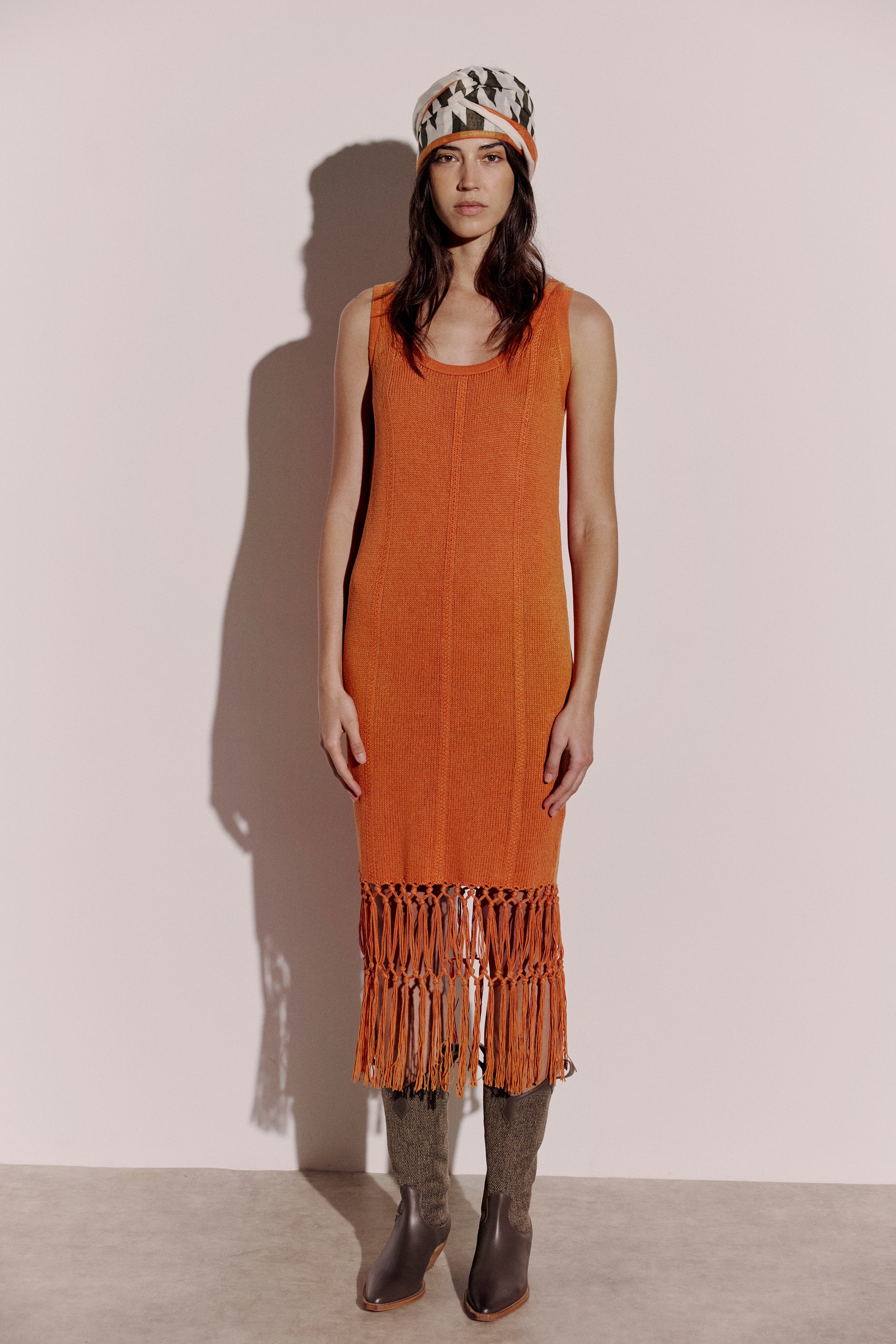 Plain Fringed Mesh Dress