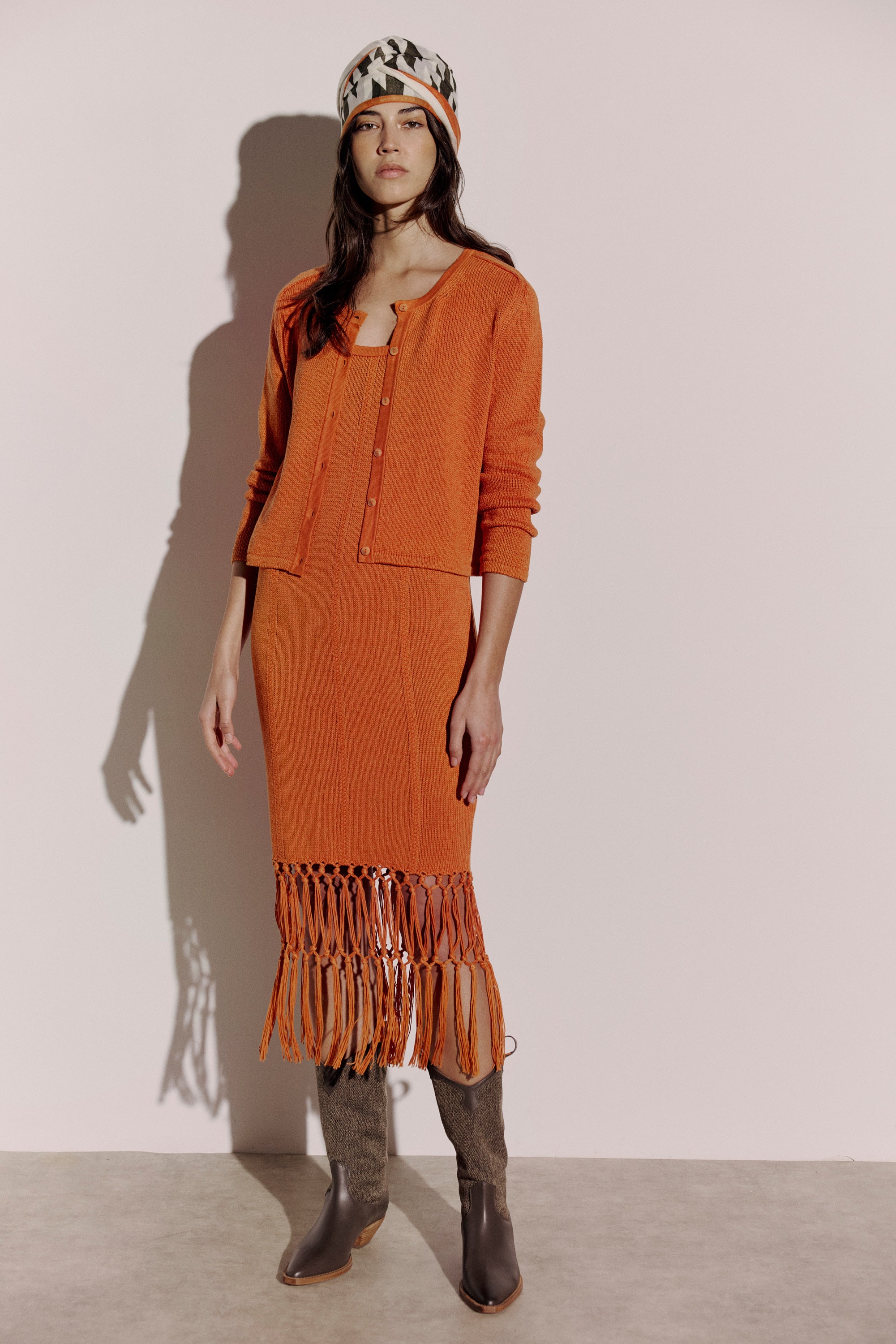 Plain Fringed Mesh Dress