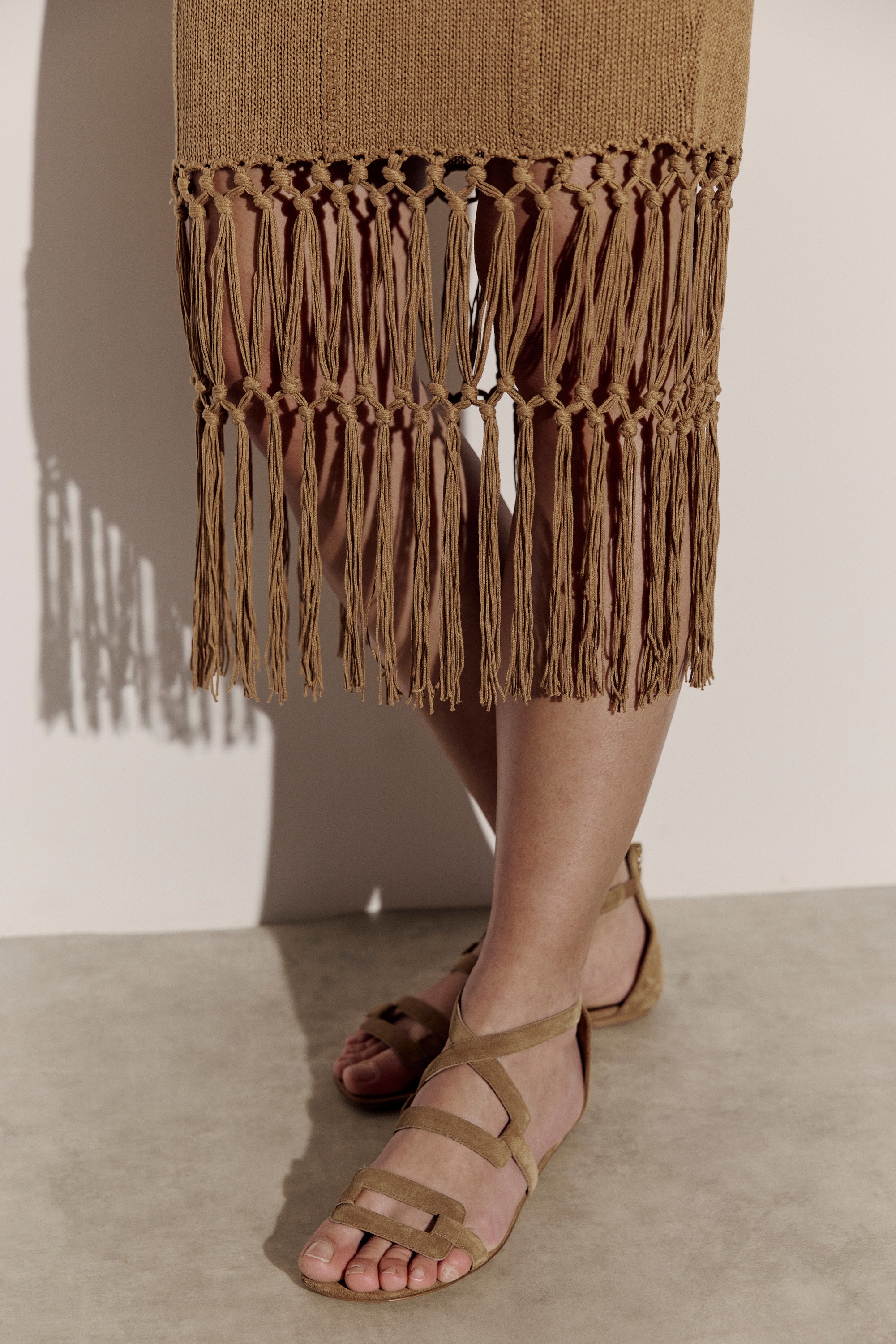 Plain Fringed Mesh Dress