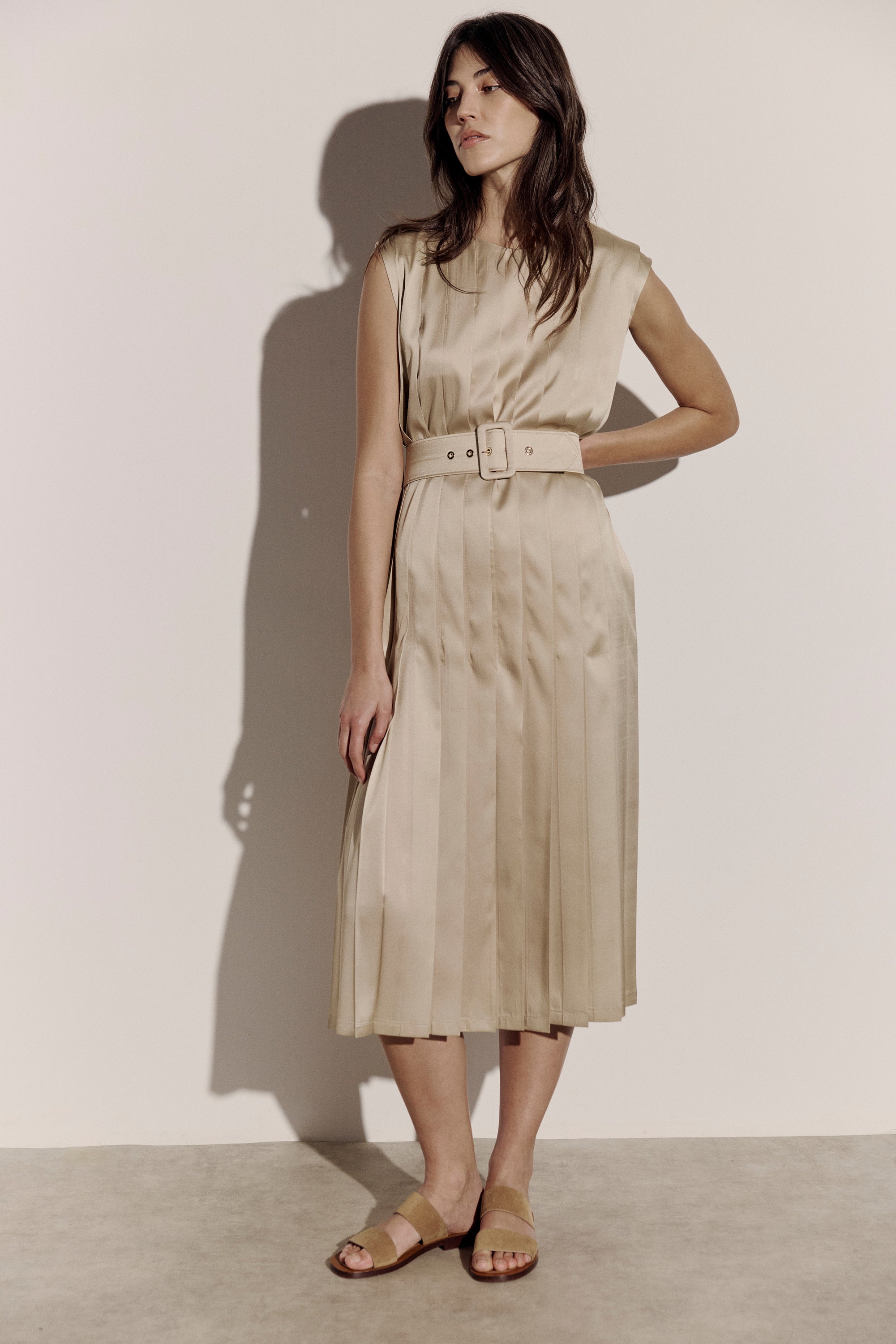 Pleated silk dress