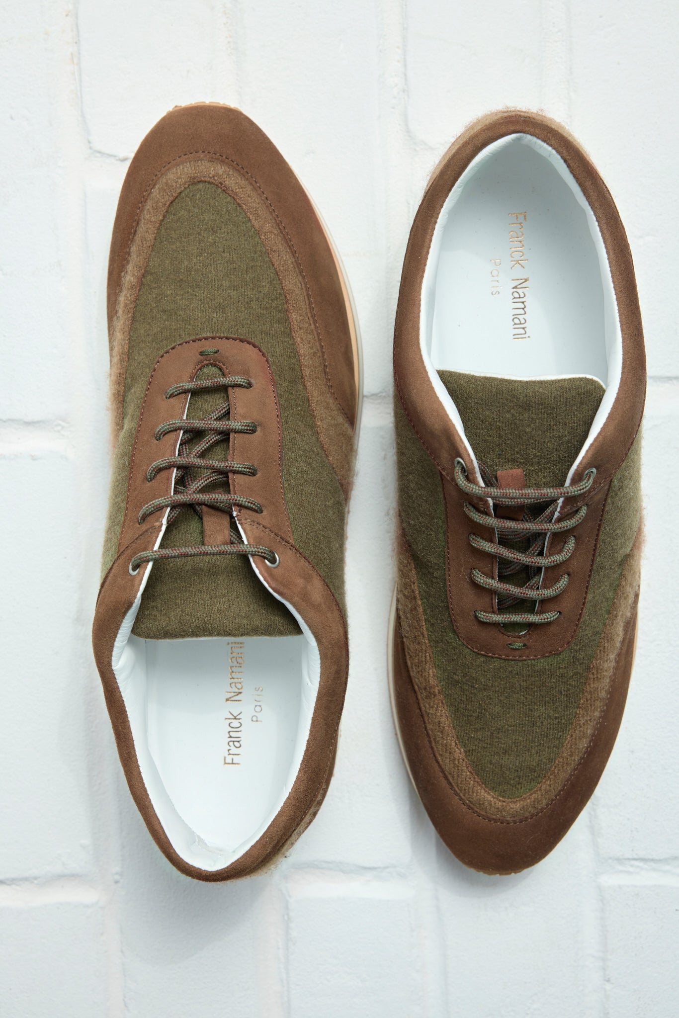 BRIGE Tricolor lace-up sneakers in Ultimum cashmere® and ultra light suede