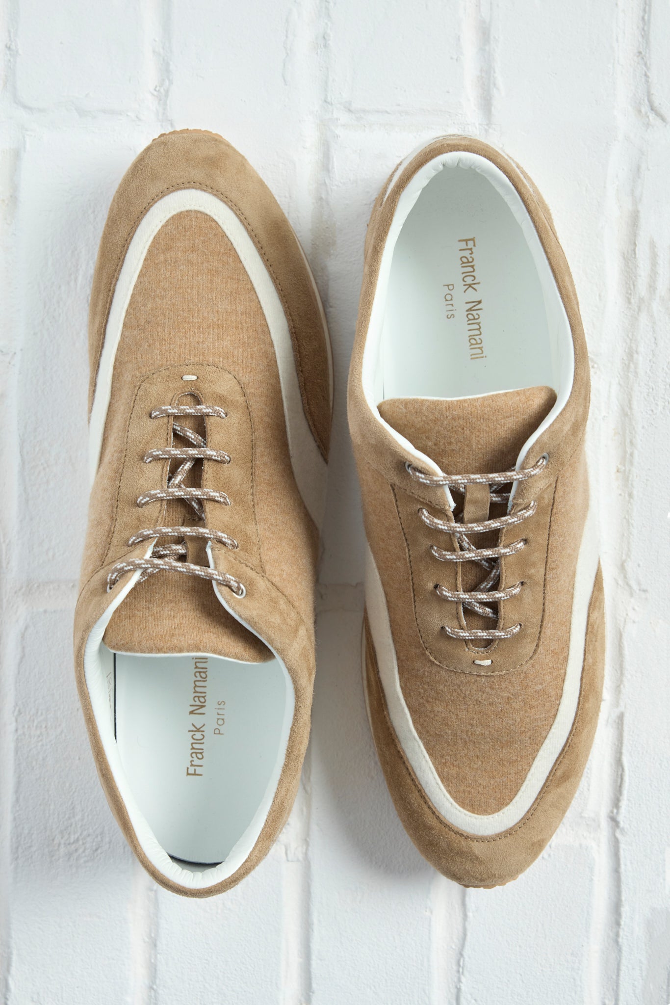 BRIGE Two-tone lace-up sneakers in Ultimum cashmere® and ultra light suede