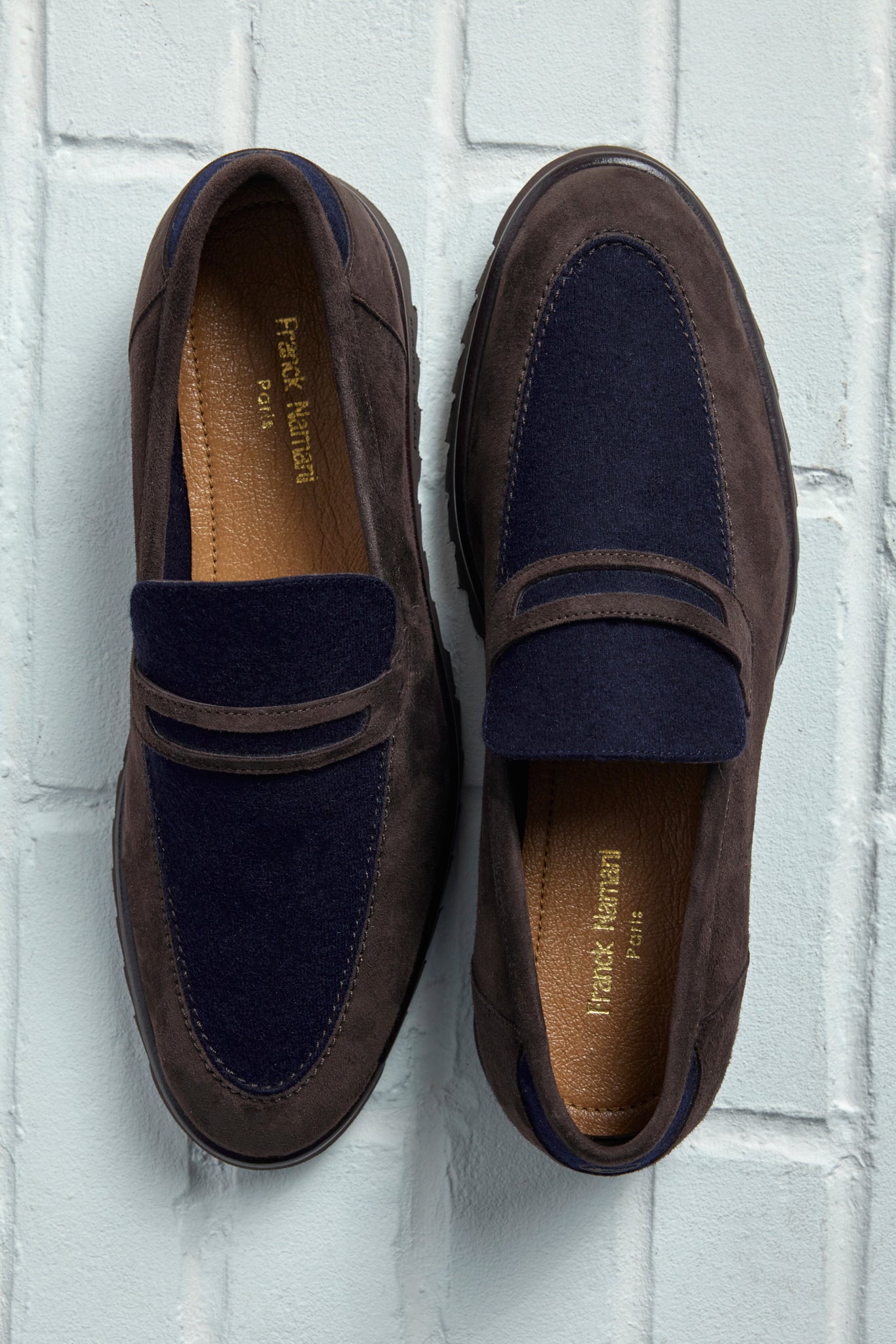 BROOKLYN Two-tone loafers in ultra light suede and Ultimum cashmere® felt 