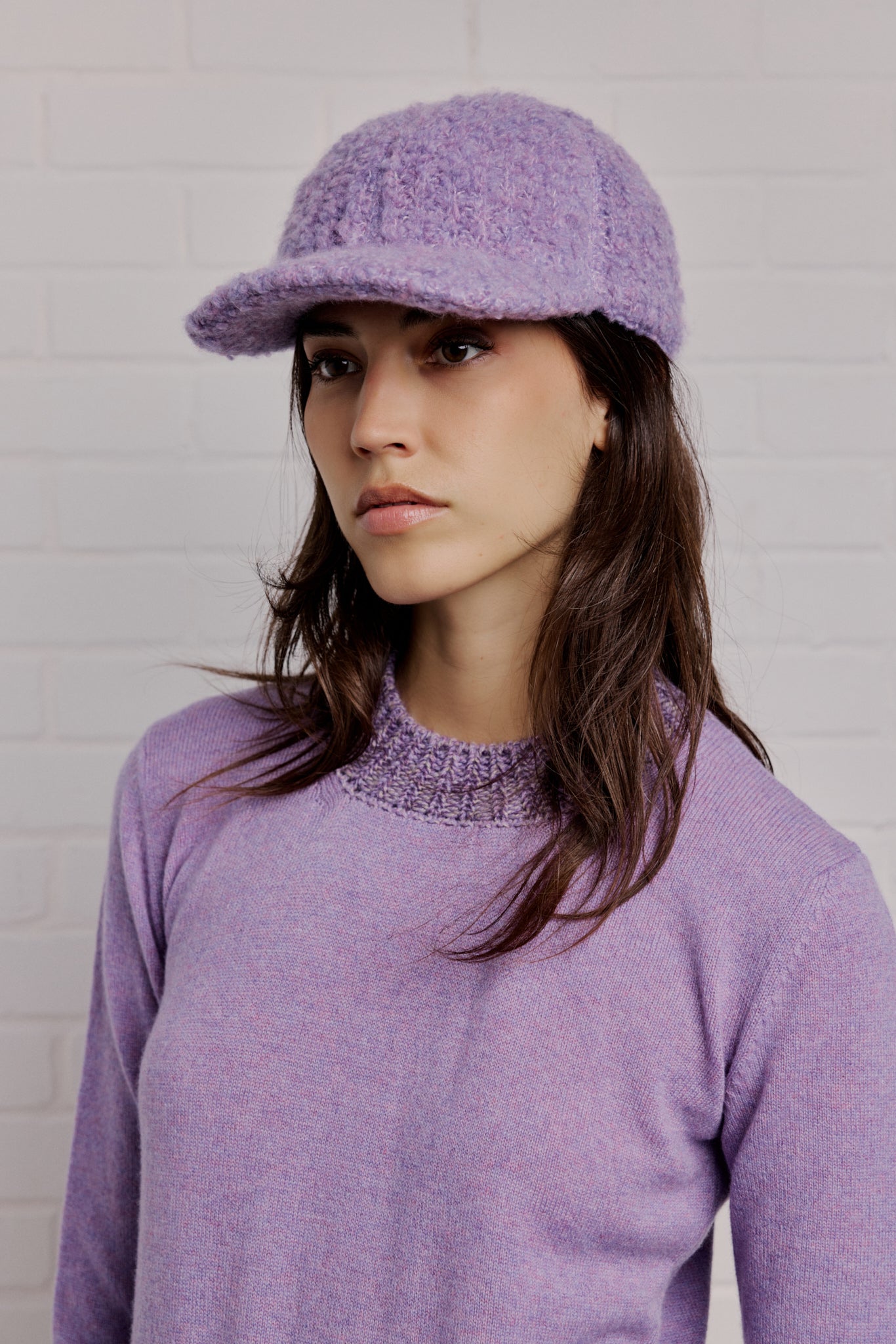 TEDDY Cashmere and silk curly baseball cap