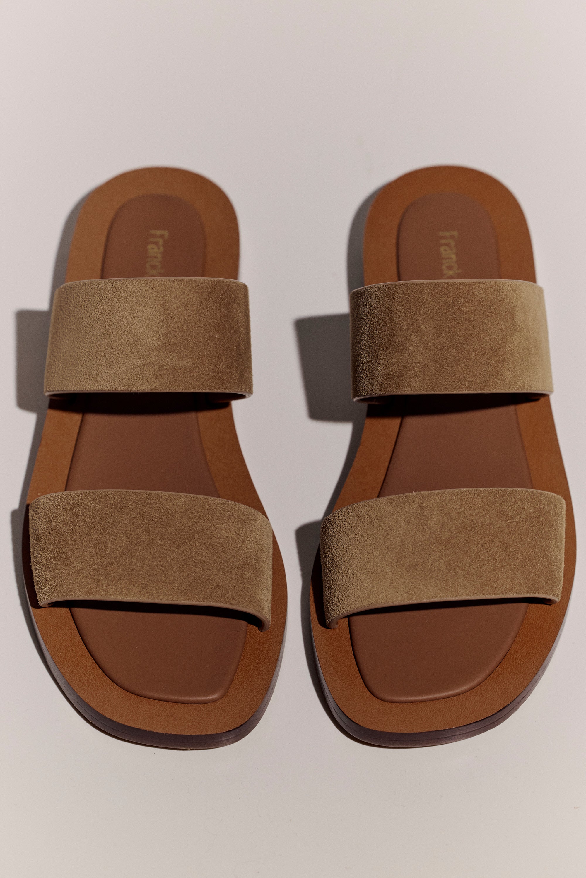 Suede double strap sandals