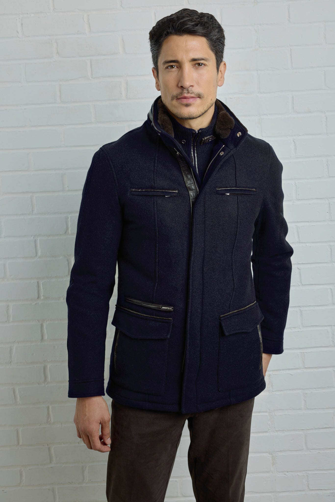 Parka AUSTIN en Ultimum cashmere® felt, doublure en vison et détails en alligator ultra light