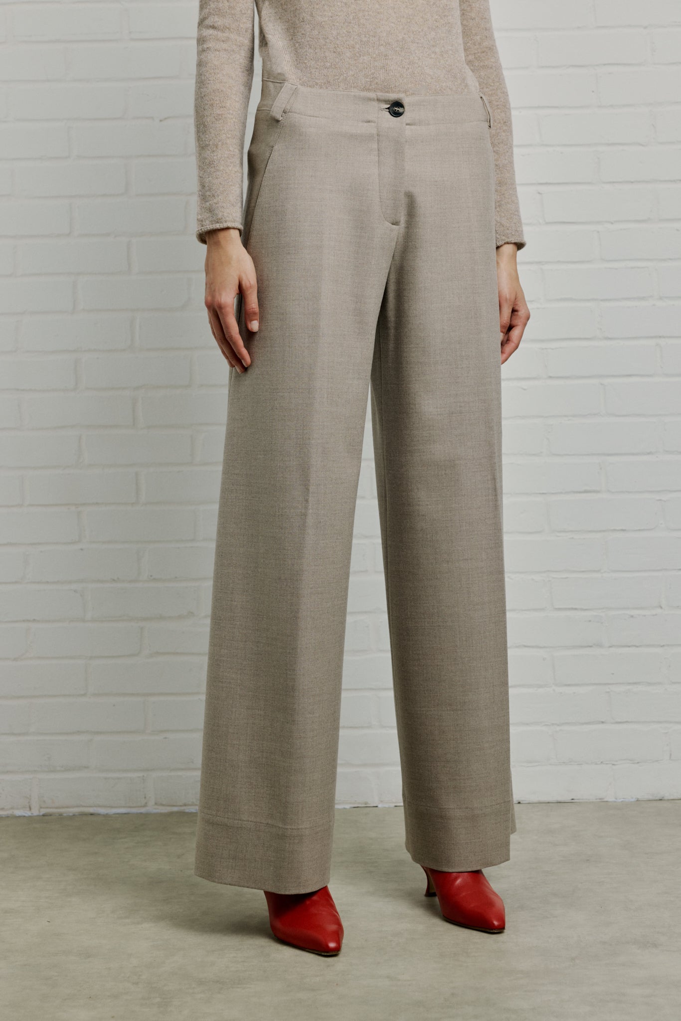 MARICA Stretch virgin wool wide leg pants