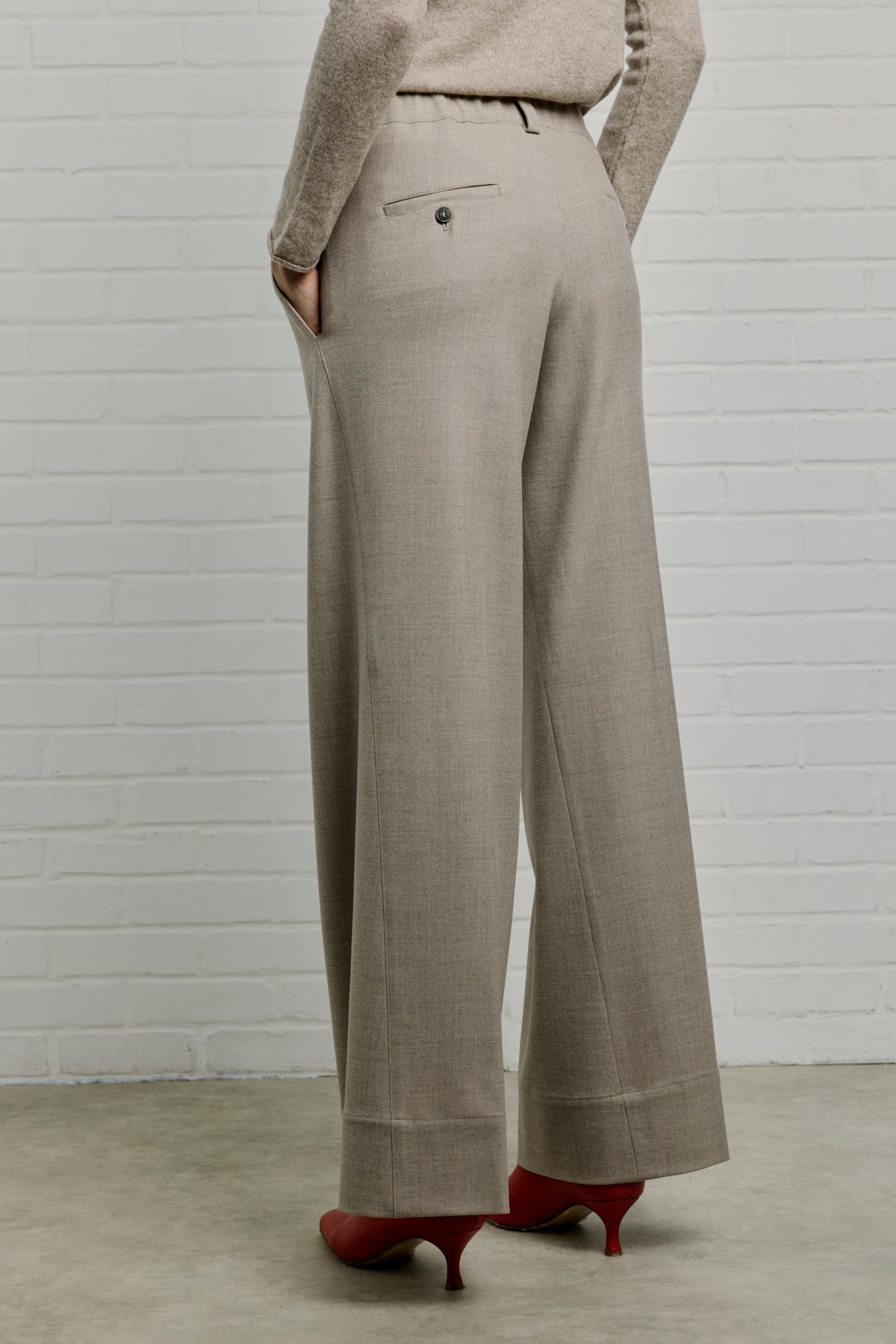 MARICA Stretch virgin wool wide leg pants