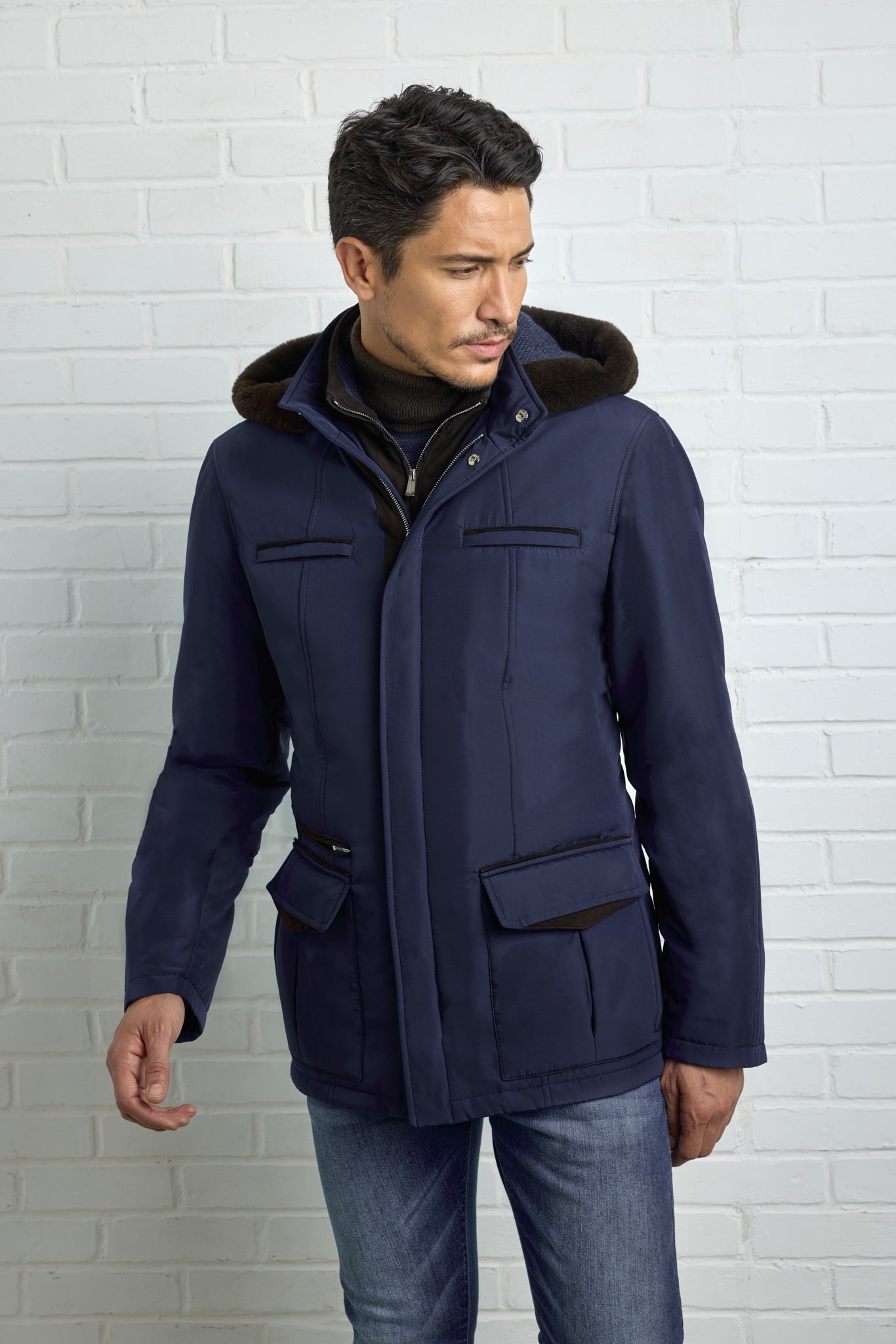 ELVIS Parka with hood, double stand-up collar including a removable plastron 