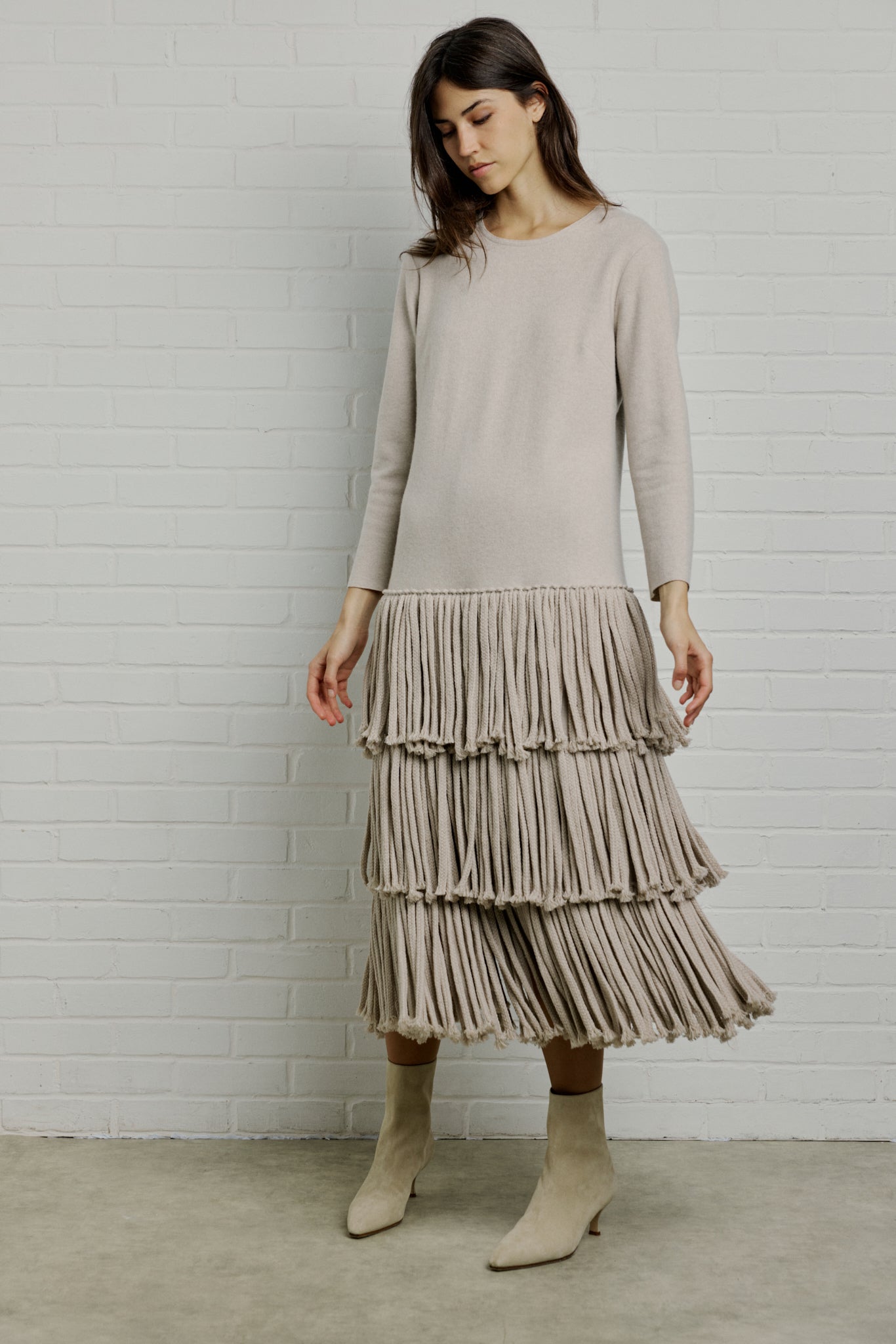 WOMEN Cashmere fringed dress