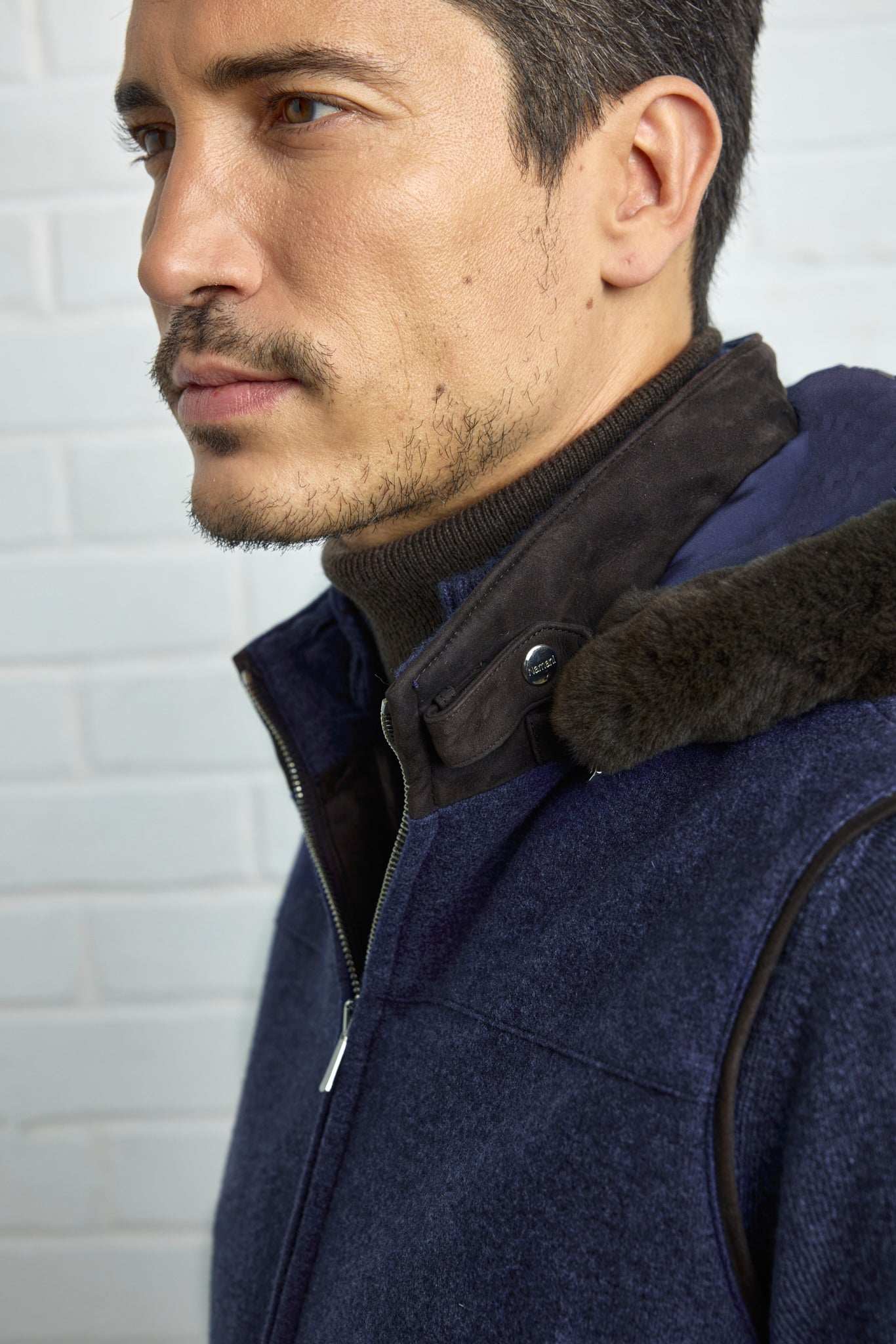 ELVIS Ultimum cashmere® felt vest with mink-trimmed hood and ultra-light suede details