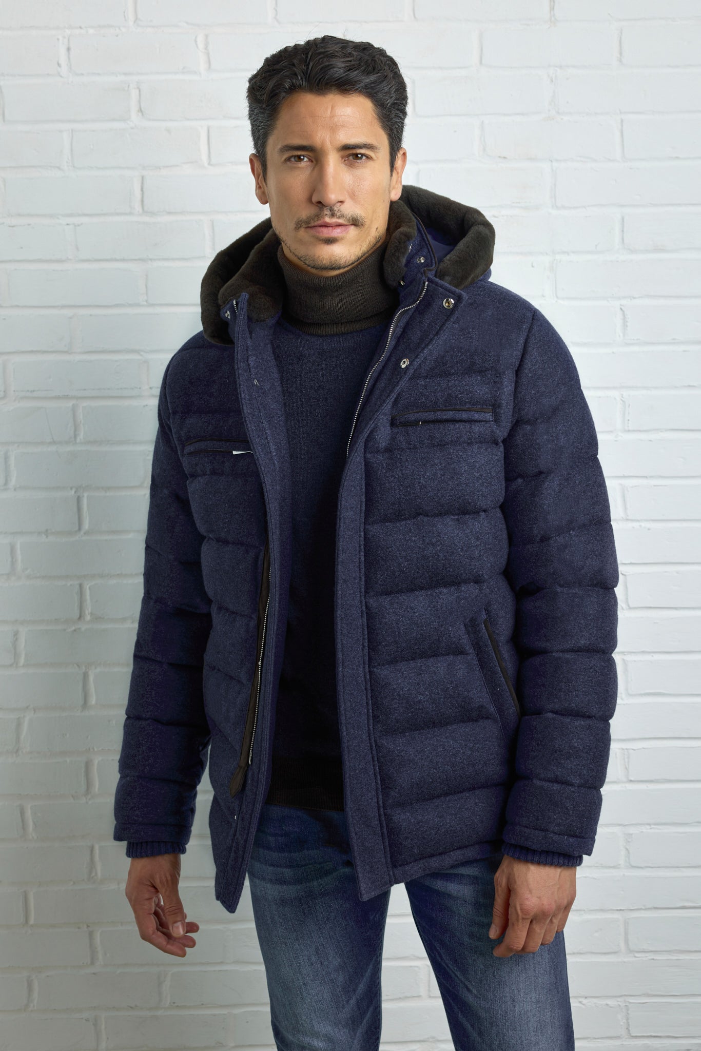 COURCHEVEL Ultimum cashmere® felt down jacket with mink-trimmed collar and hood