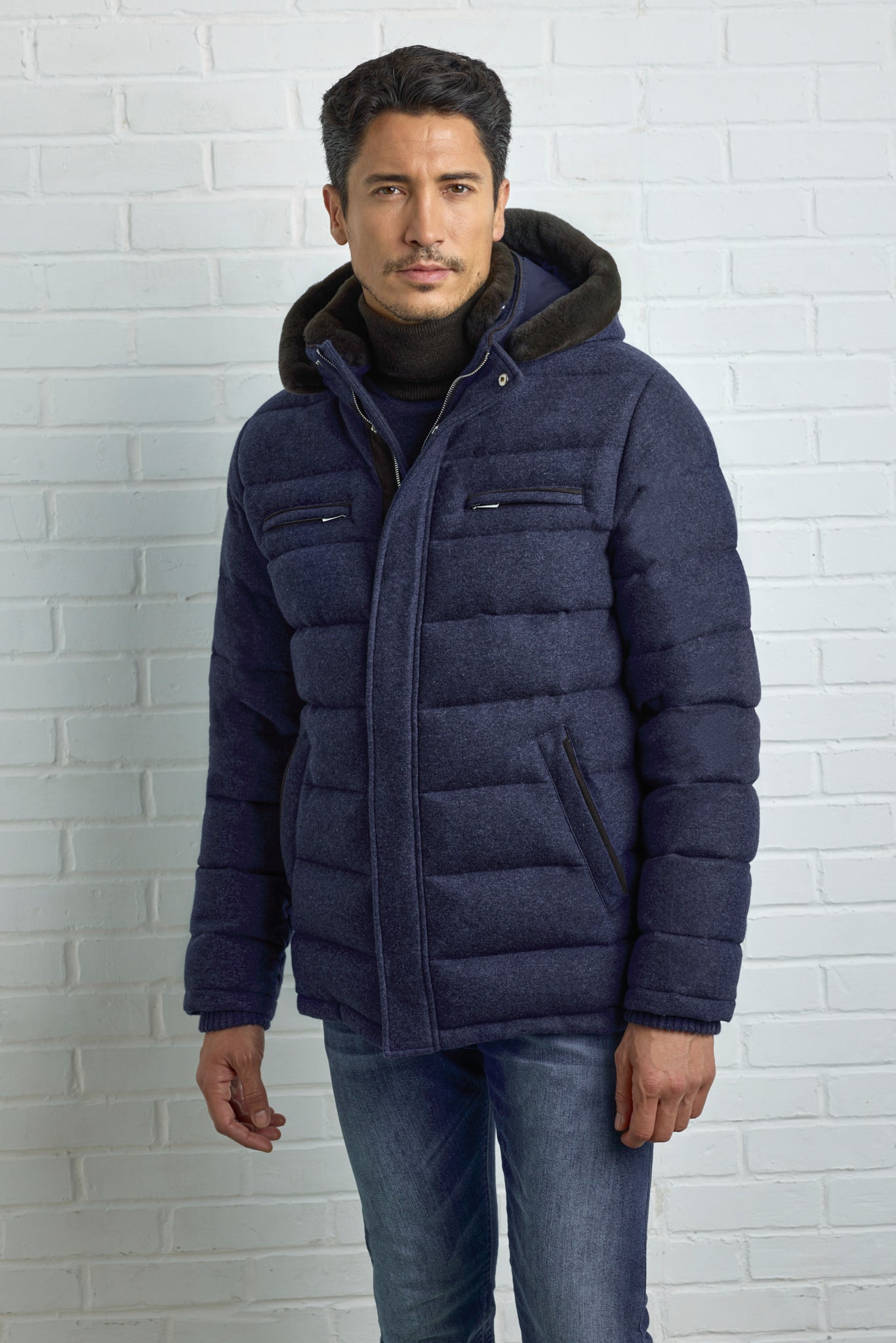 COURCHEVEL Ultimum cashmere® felt down jacket with mink-trimmed collar and hood