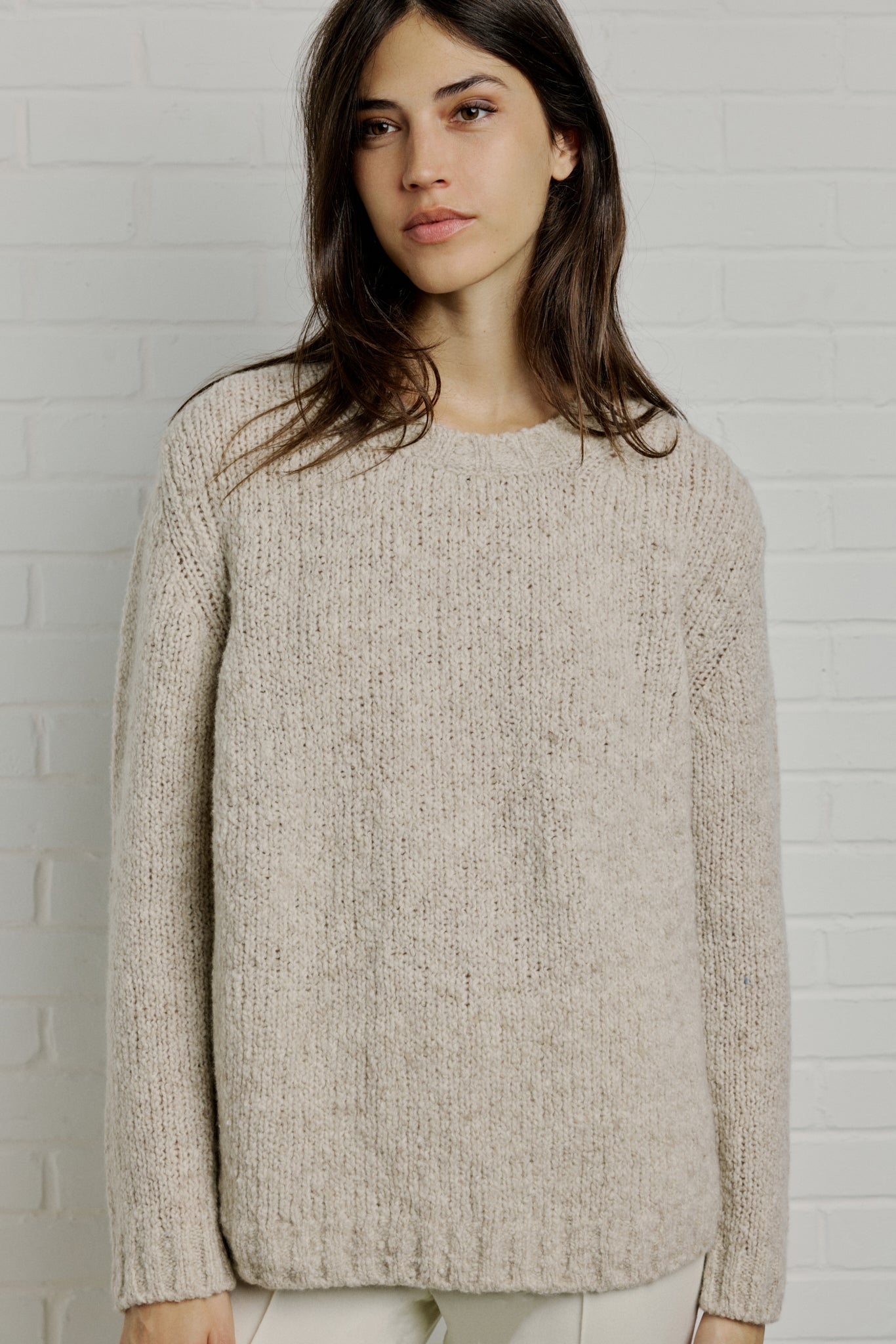 SOFTY Heathered cashmere round-neck sweater