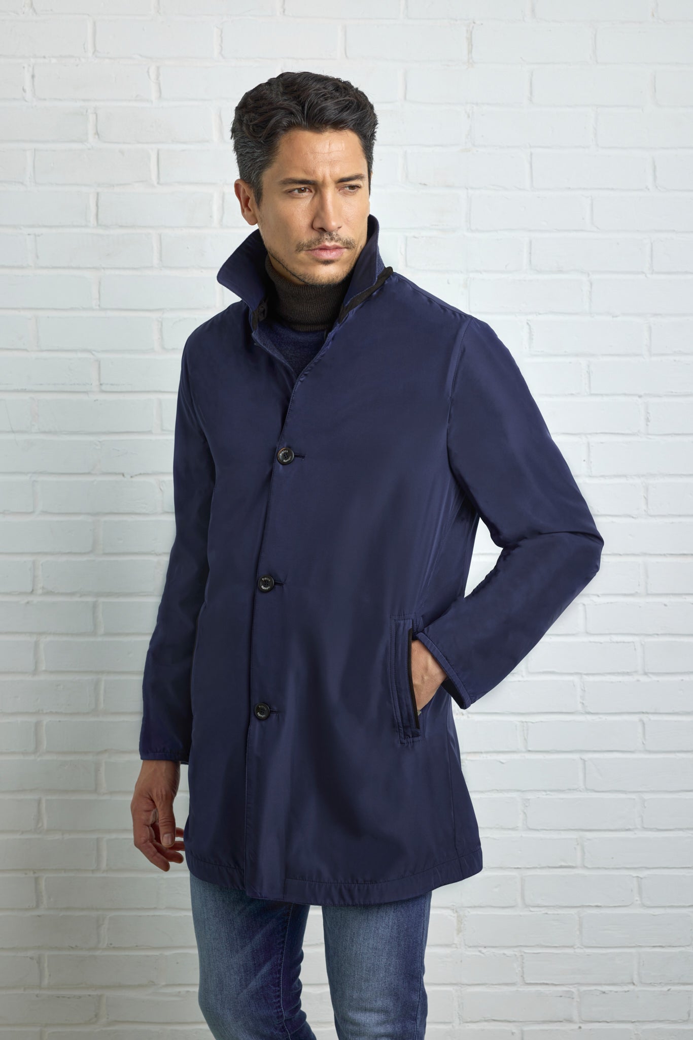 FLINT Reversible Ultimum cashmere® felt and silk nylon water-repellent raincoat 