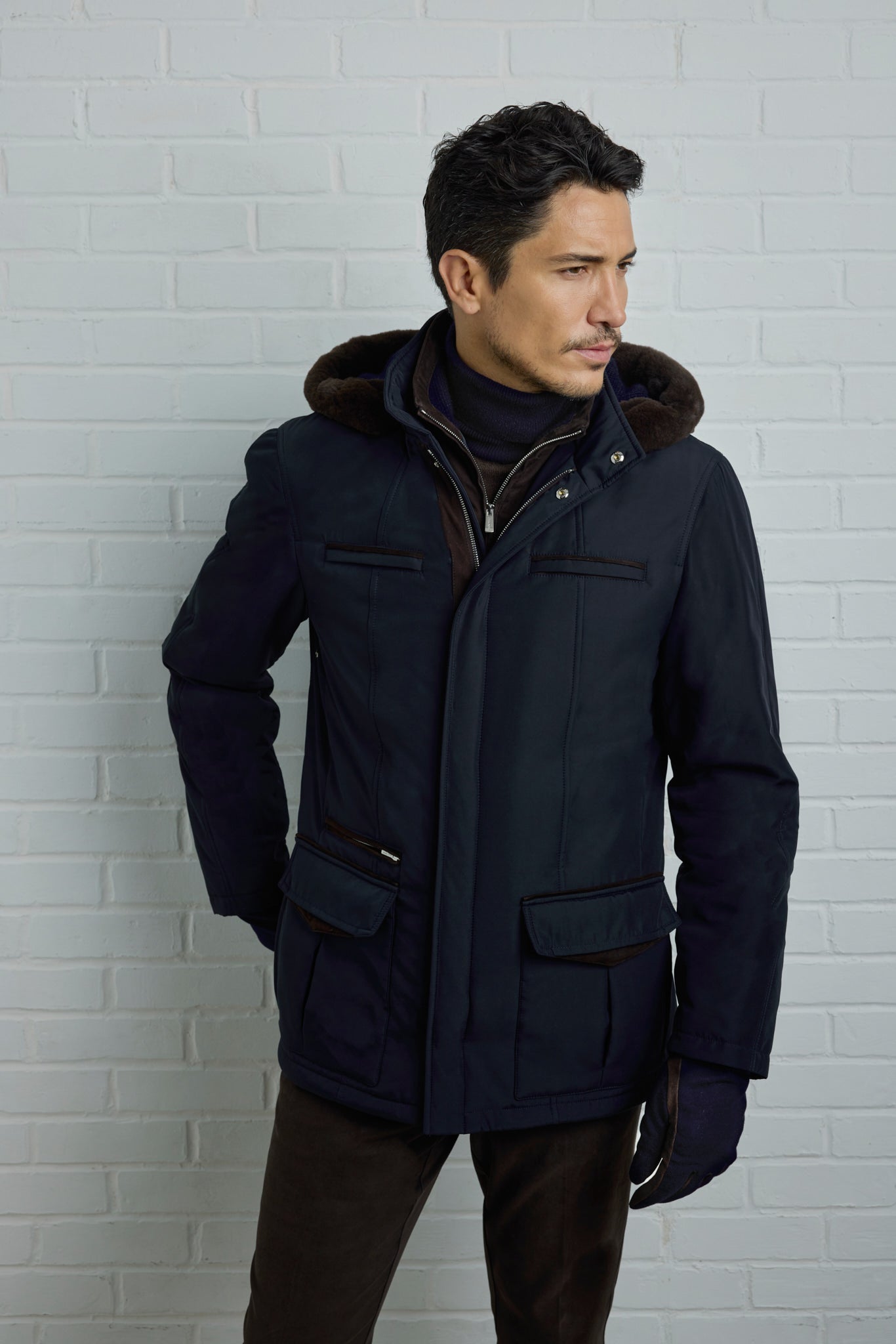 ELVIS Parka with hood, double stand-up collar including a removable plastron 