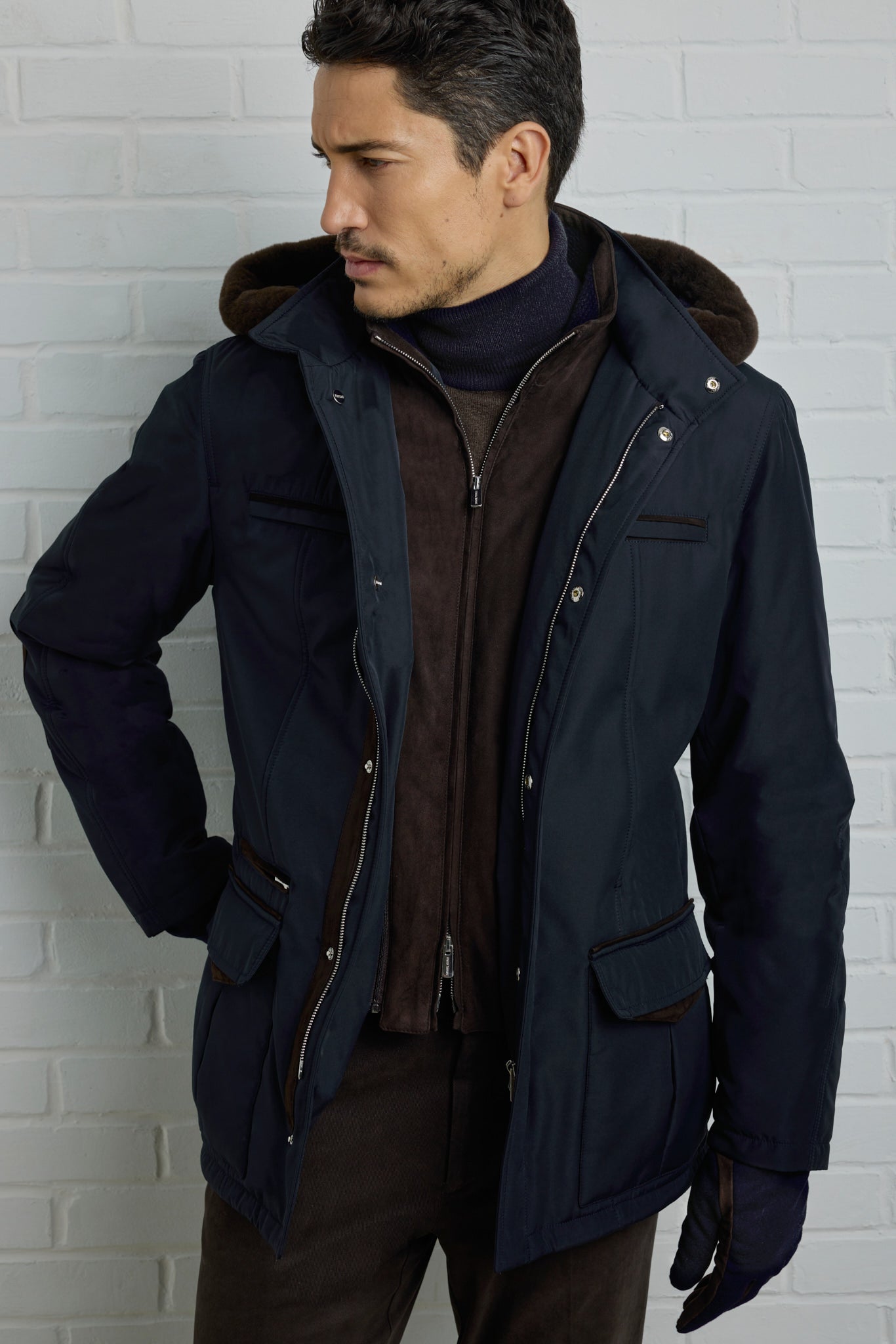 ELVIS Parka with hood, double stand-up collar including a removable plastron 