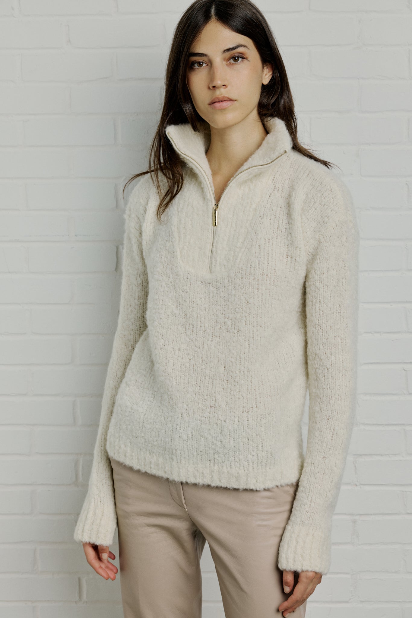 TEDDY Looped cashmere and silk high-neck zipped sweater