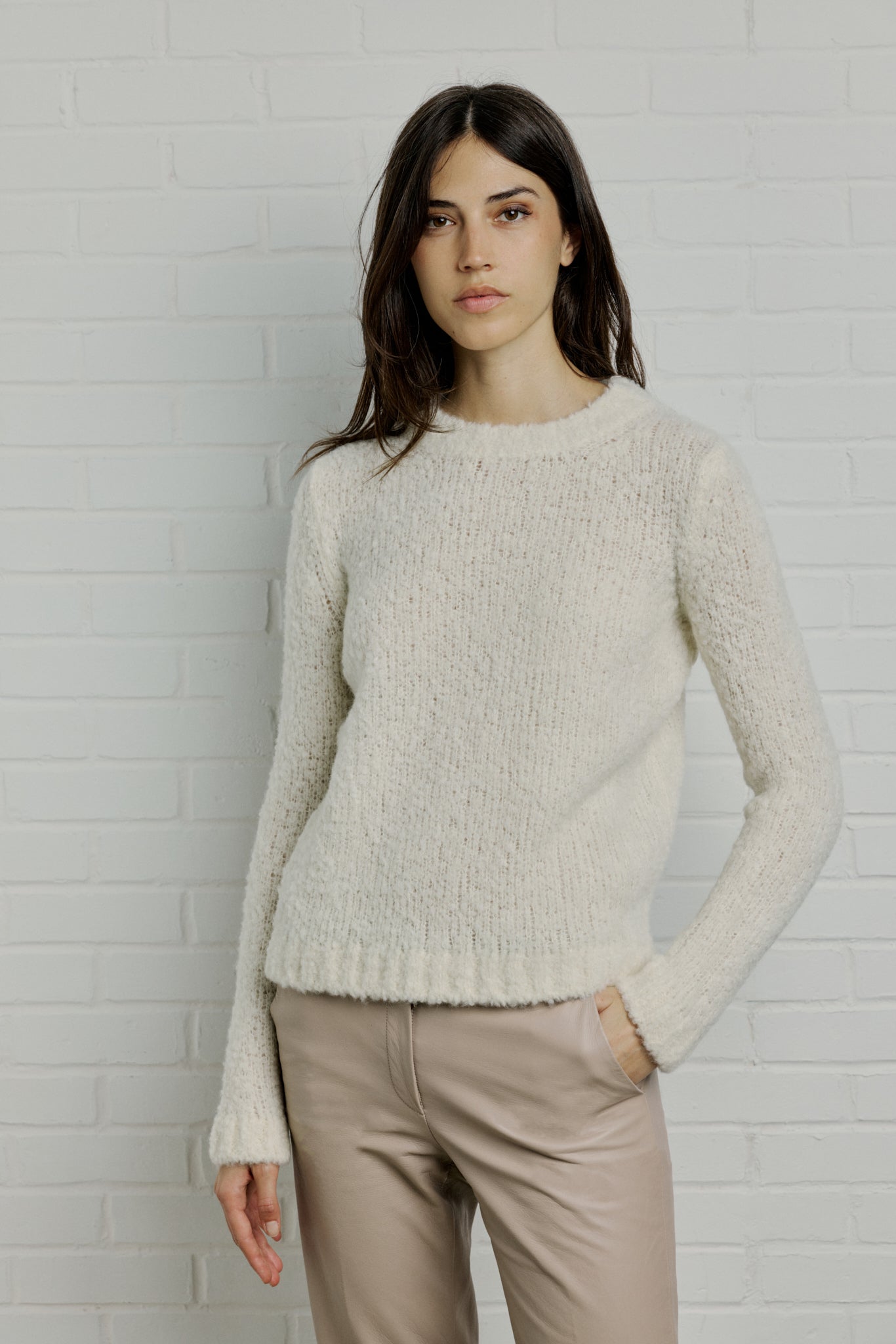 TEDDY Looped cashmere and silk crew-neck sweater