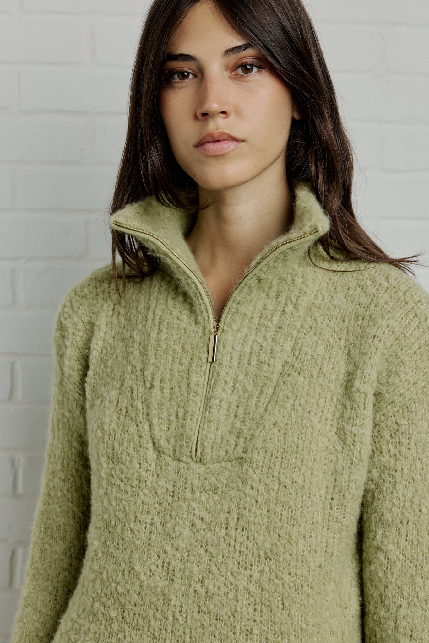 TEDDY Looped cashmere and silk high-neck zipped sweater