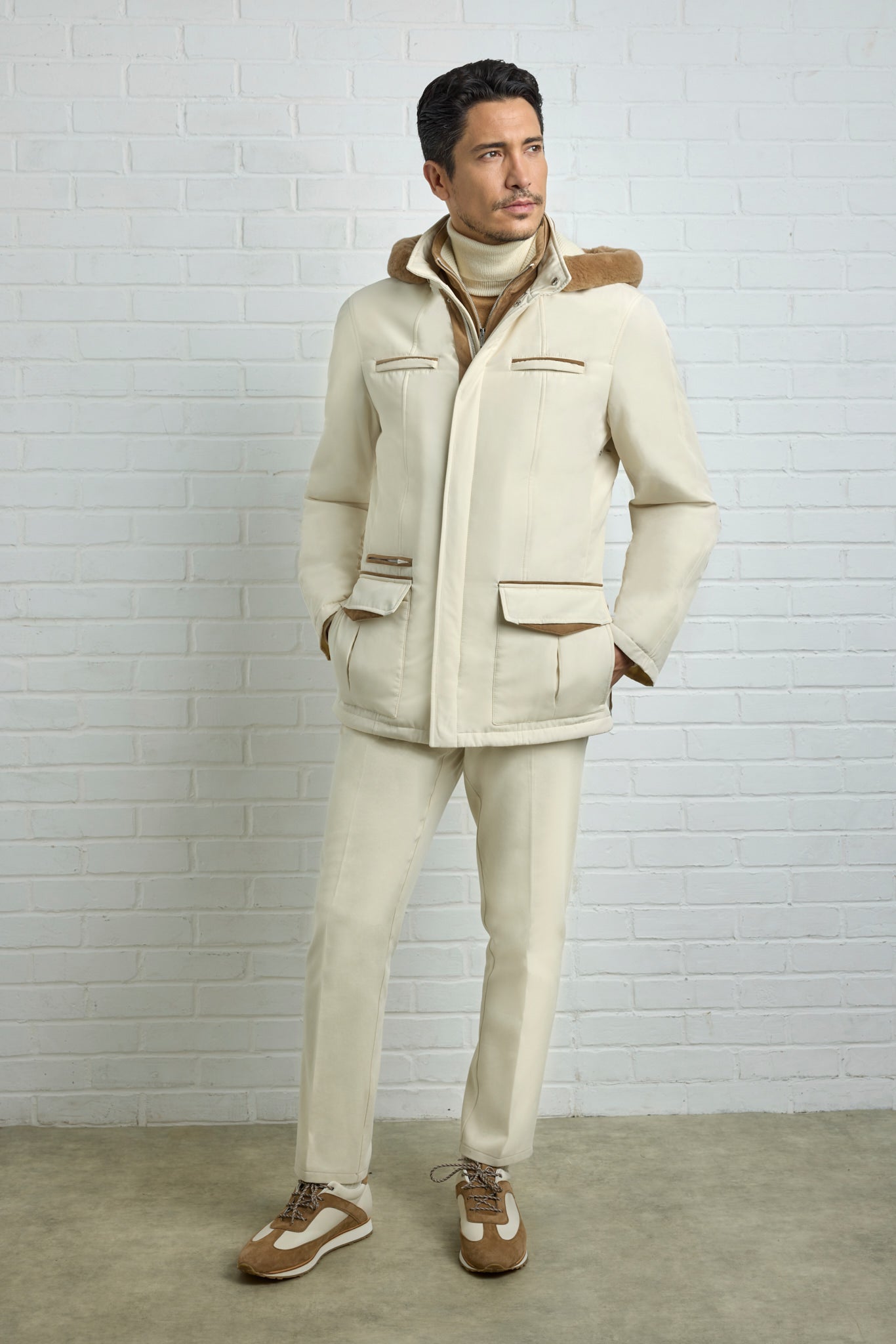 ELVIS Parka with hood, double stand-up collar including a removable plastron 