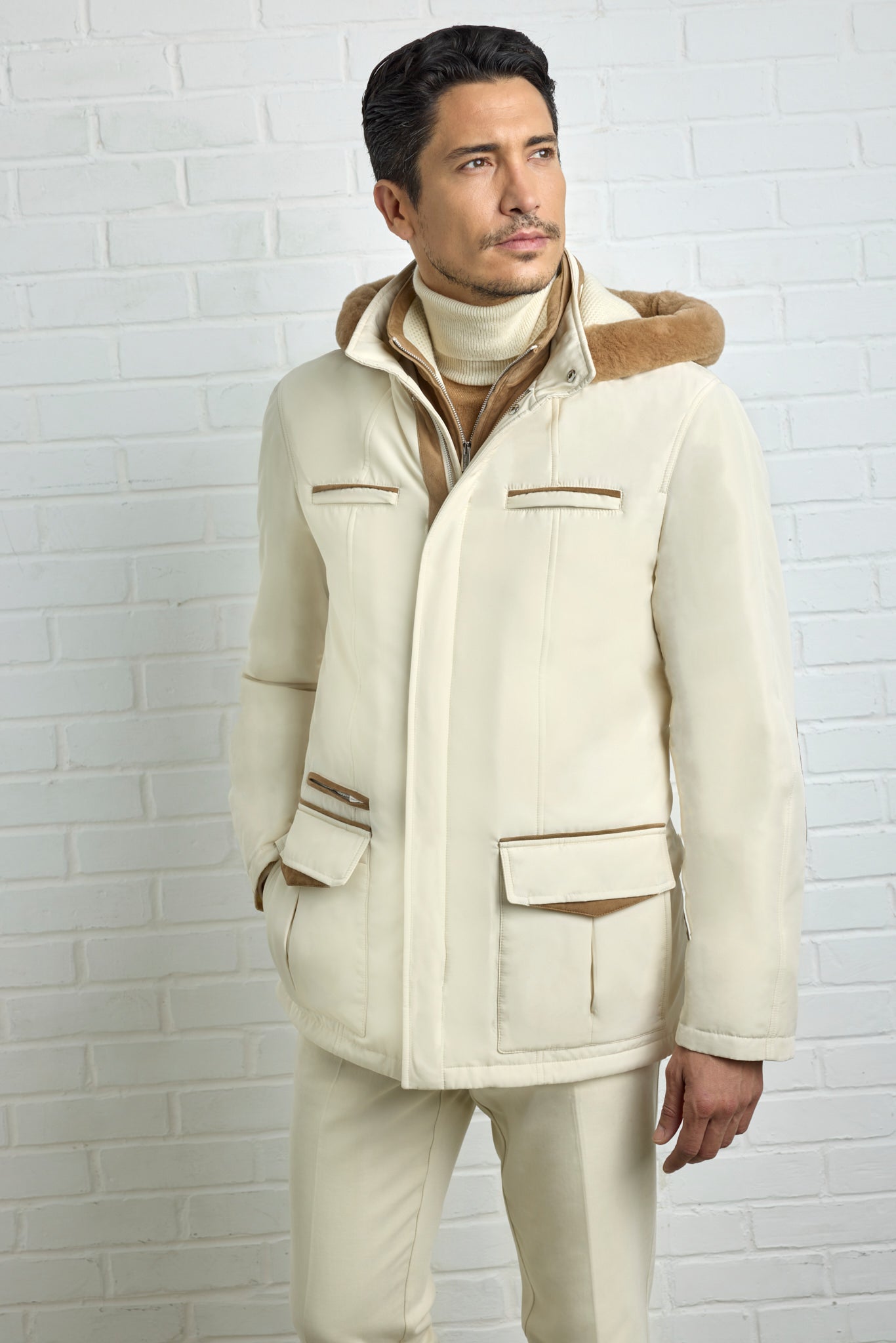 ELVIS Parka with hood, double stand-up collar including a removable plastron 