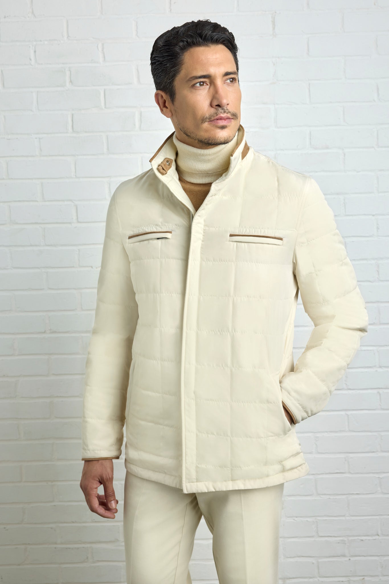 Parka réversible TOM en Ultimum cashmere® felt et silk nylon avec surpiqûres effet matelassé